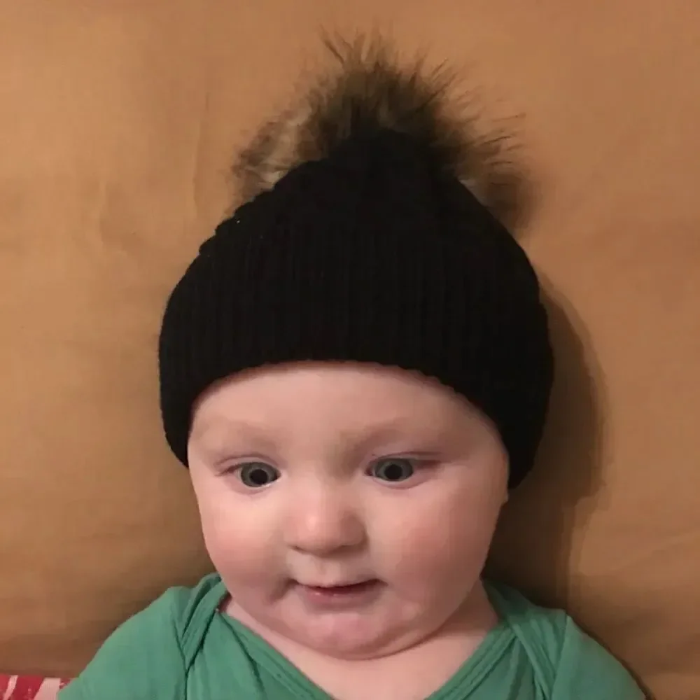 Fuzzy Top Baby Hat‎